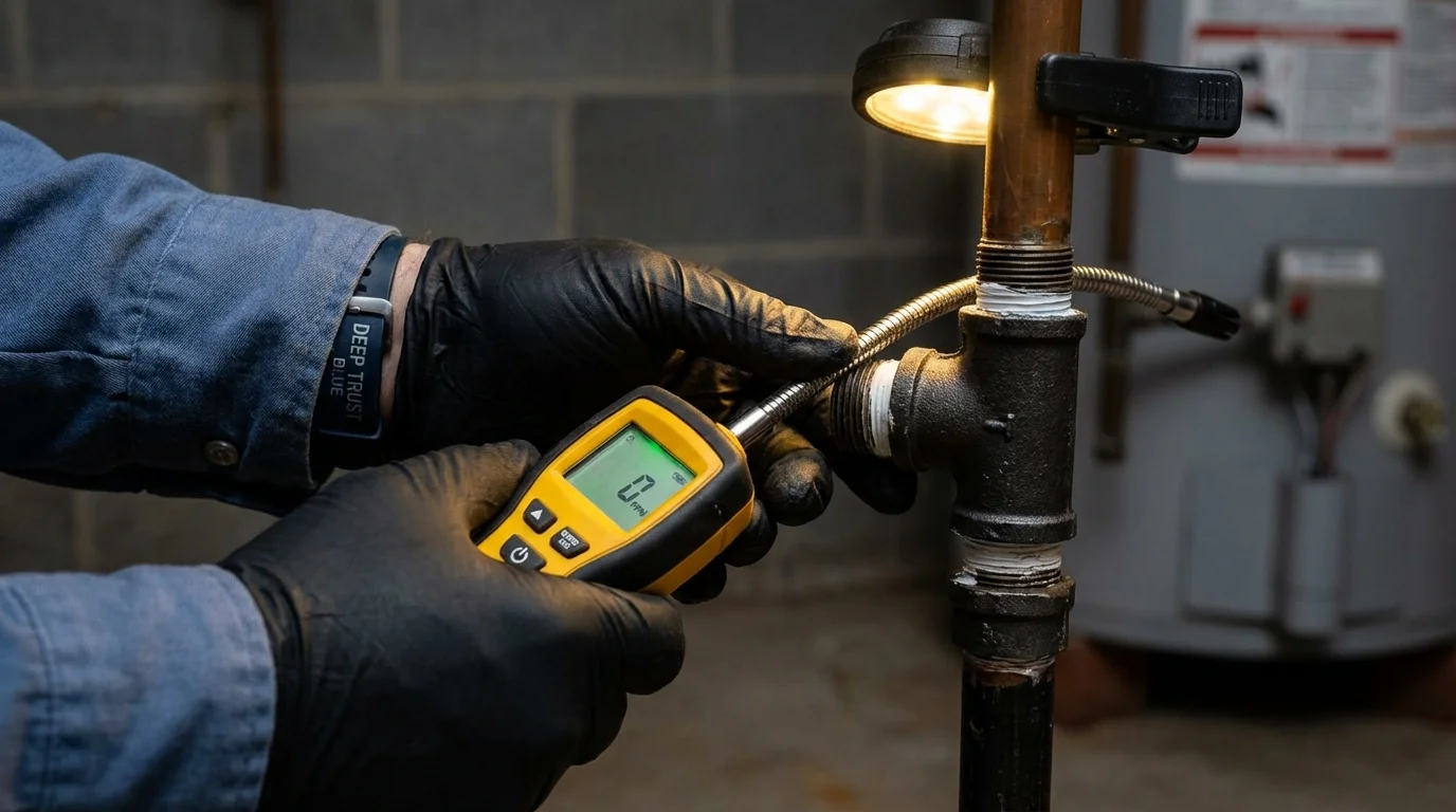 Gas leak detection with electronic sniffer by Johns Plumbing LLC in Friendship