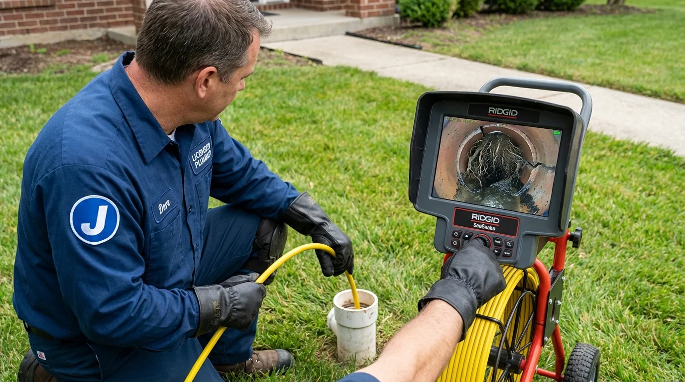 Sewer camera inspection being performed by Johns Plumbing LLC in Friendship