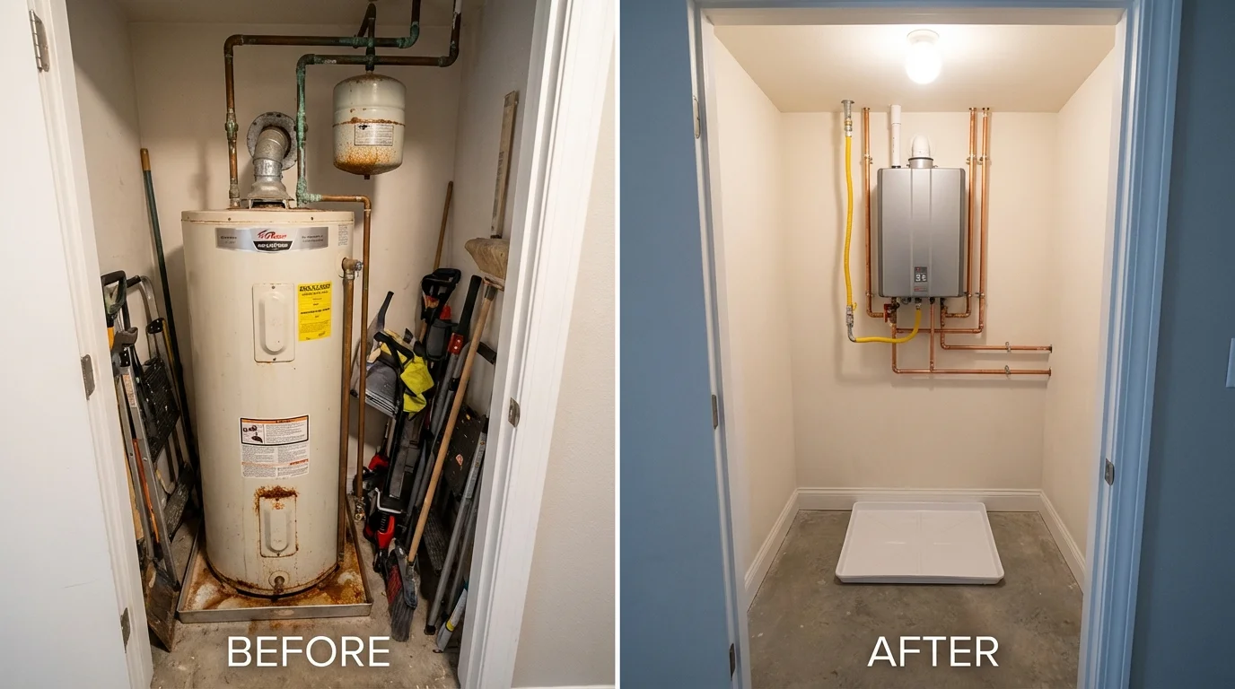Tank water heater versus wall-mounted tankless unit comparison for Friendship, NY homeowners